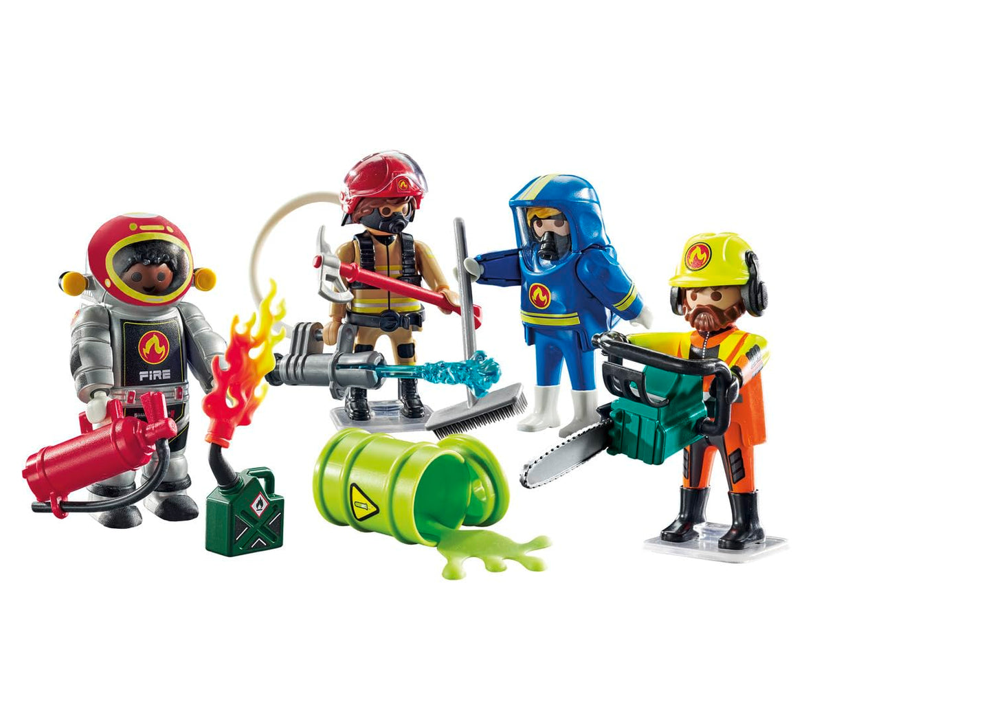 PLAYMOBIL Action Heroes 71464 Fire Boat with Aqua Scooter, Exciting Water Rescue, Includes Diving Goggles, Flippers and Life Jacket, Realistic Toy for Children from 4 Years