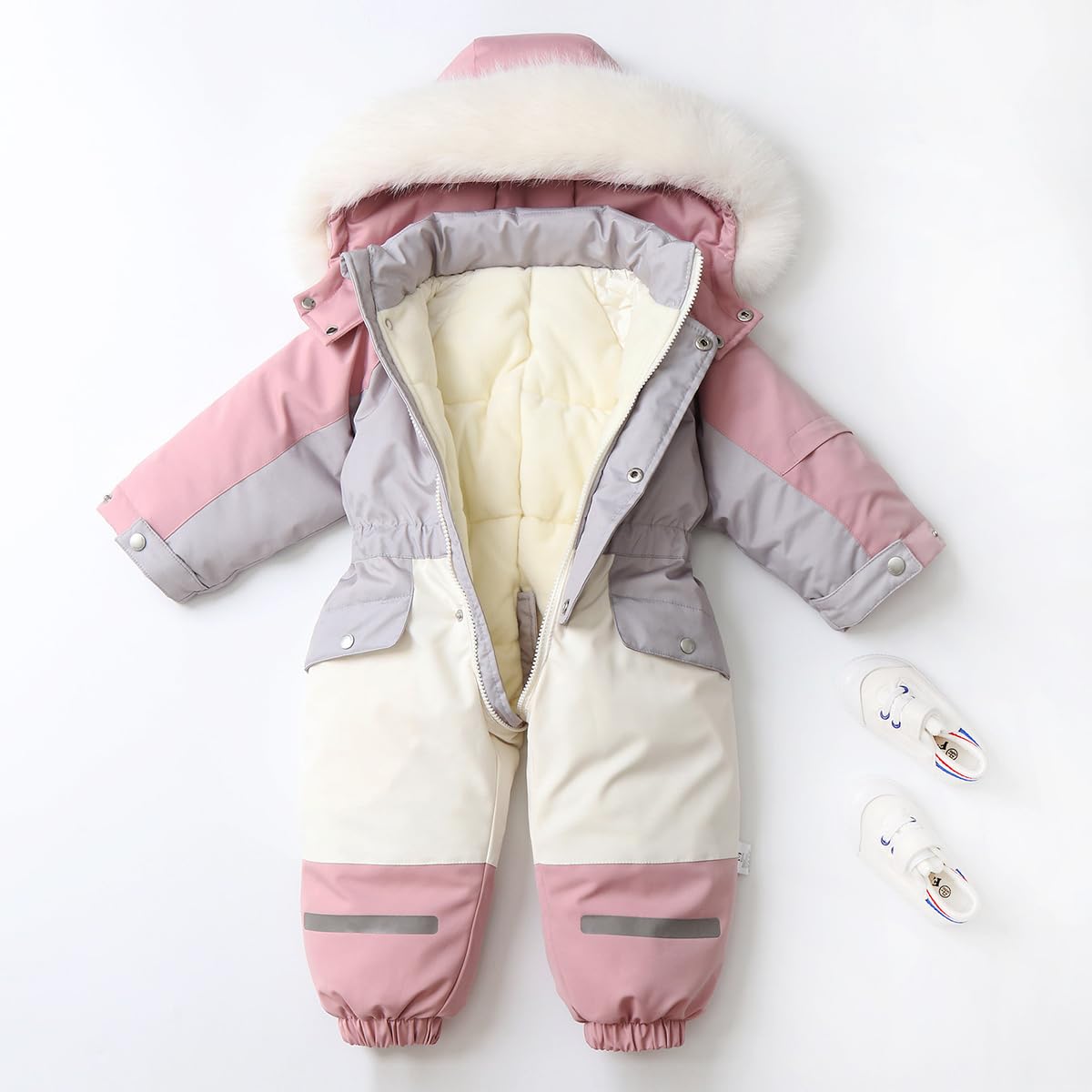 linboo Snowsuit Baby Romper Children Boys Jumpsuit Ski Suit Jumpsuit with Hood Girls One Piece Down Jacket Lined Winter Snow Overall