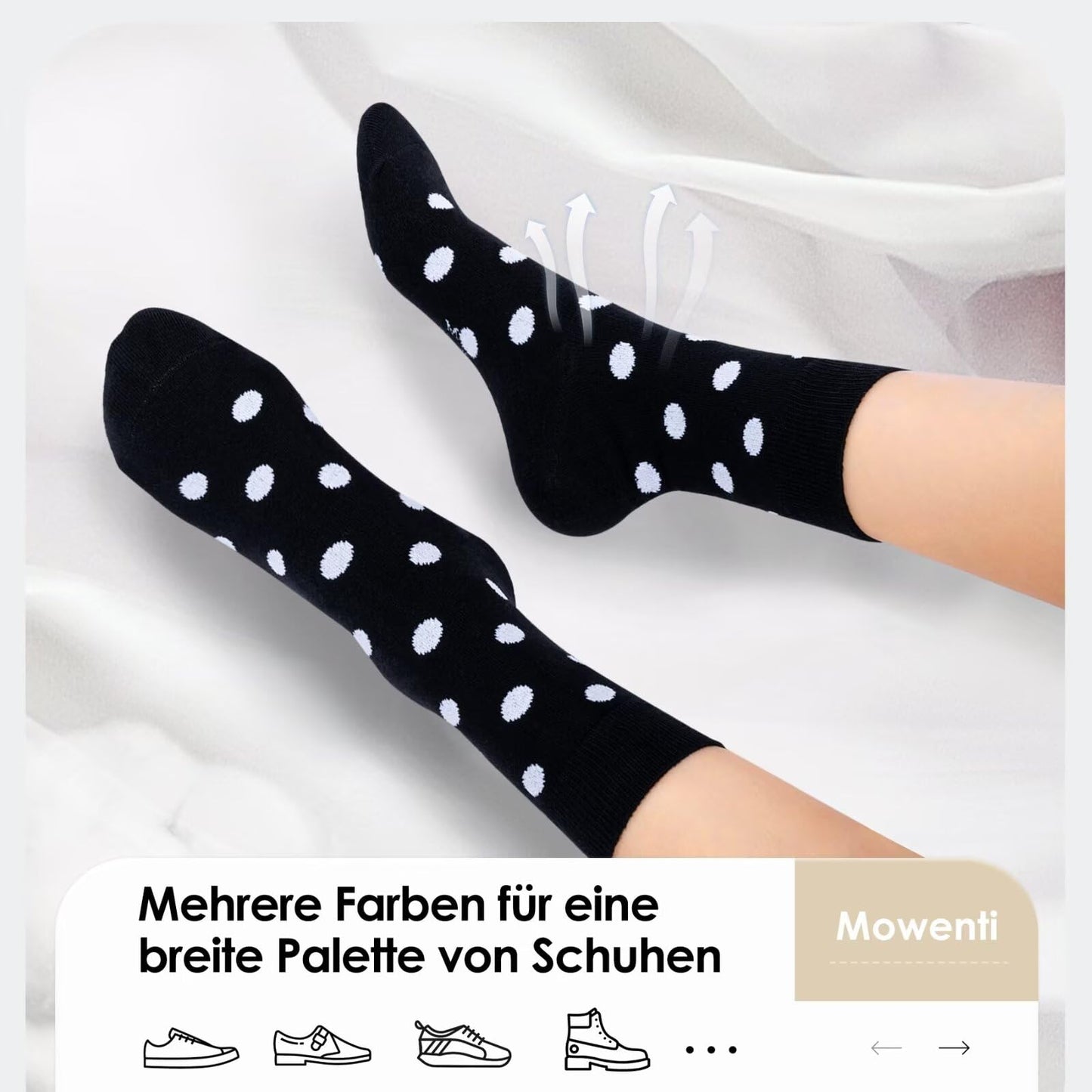 Mowenti Socken Mädchen 35-38 sportsocken strümpfe socks Mädchensocken bunte schwarz Streifen Punkte baumwollsocken 10 Paar
