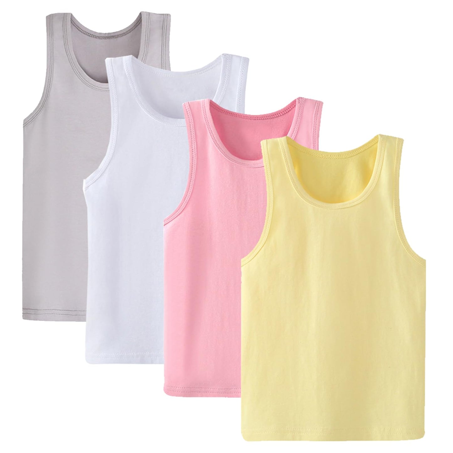 Lohhbve 4-Pack Kids Classic Solid Camisole Undershirts for 2-10 Years Toddler Girls Cotton Racerback Tank Top Multipack