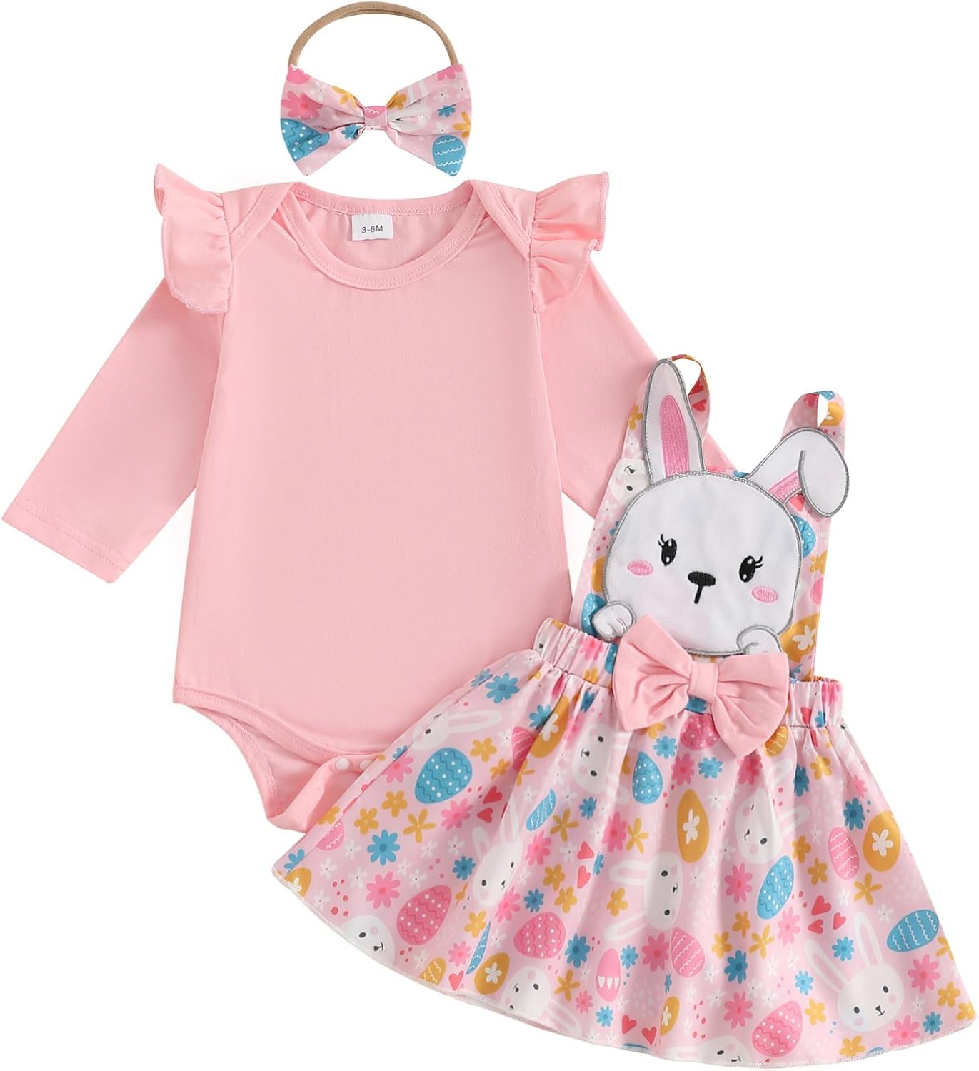 ESSECMBS Infant Baby Girl Halloween Romper Skirt 3 Pieces Clothing Set Long Sleeve Ruffle Shoulder Body Braces Pumpkin Ghost Skirt Headband Girls All Saints Clothing