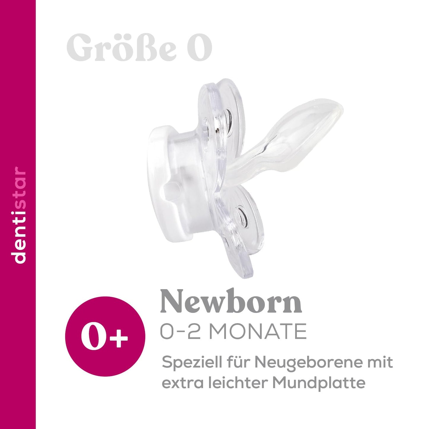 Dentistar® Silikon Schnuller 2er-Set – Größe 0 für 0-2 Monate – Zahnfreundlicher & kiefergerechter Silikonschnuller mit Dental-Stufe – Beige mit Herz-Motiv – BPA-frei – Made in Germany