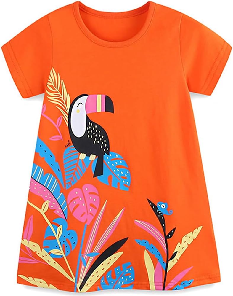 TEDD Mädchen Kleider Kurzarm Einhorn Blumen Sommerkleid Baumwolle Kleid Geburtstag Party Mädchenkleid Gr. 92-122