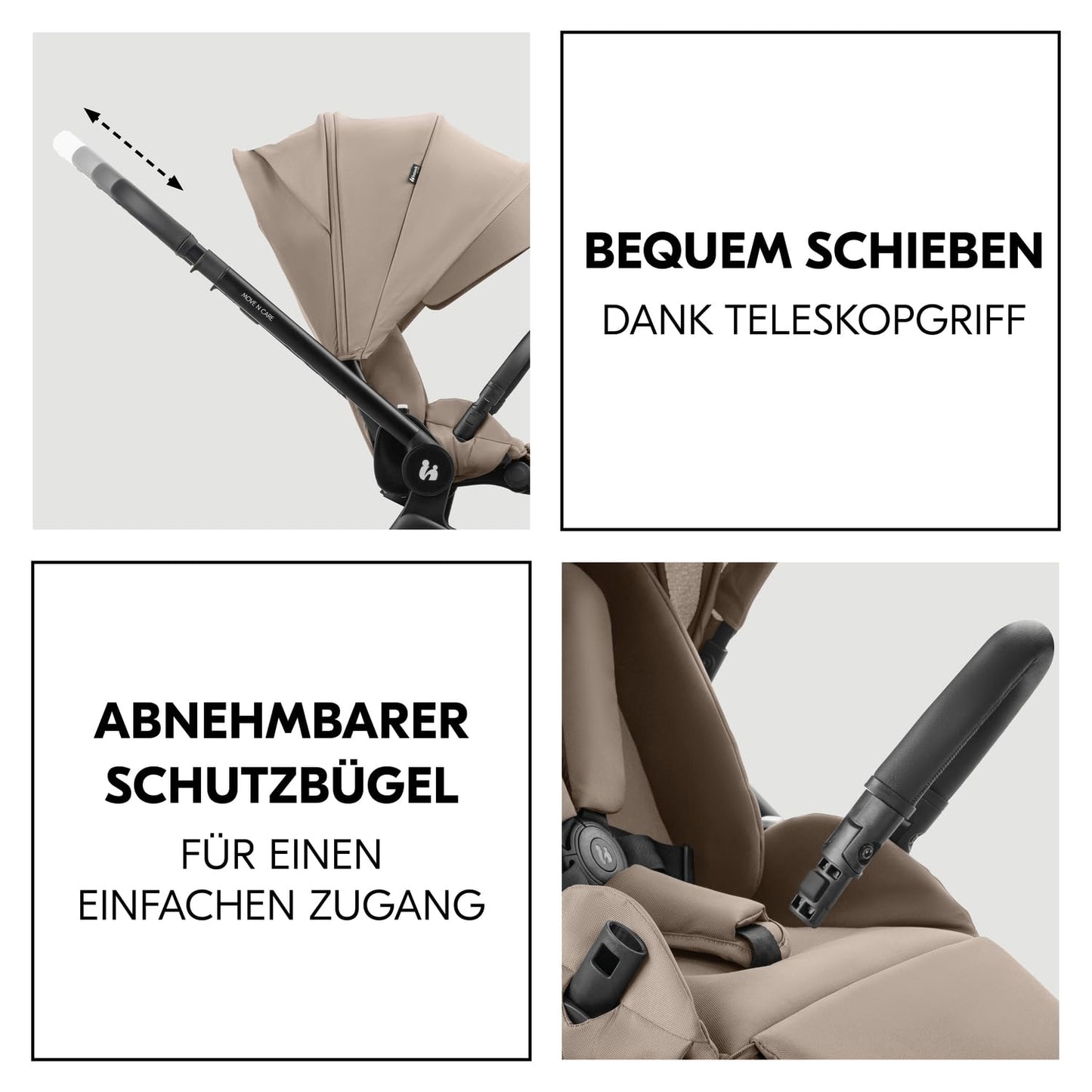 hauck 2 in 1 Kinderwagen Set ab Geburt bis 22 kg Move N Care Set, Große Babywanne, Wendbarer Buggysitz mit Liegefunktion, Teleskopgriff Gummiräder Federung, UV-Schutz 50+, Faltbar, XL Korb (Dark Grey)