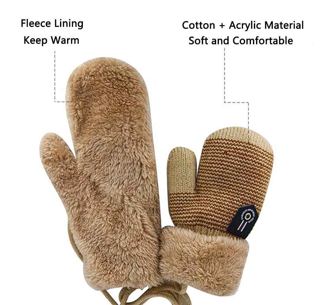 AIDIER Baby Winter Fäustlinge Gestrickte Handschuhe mit Fleece gefüttert Hang Neck Fäustlinge für Baby Jungen Mädchen 6 Monate-3 Jahre