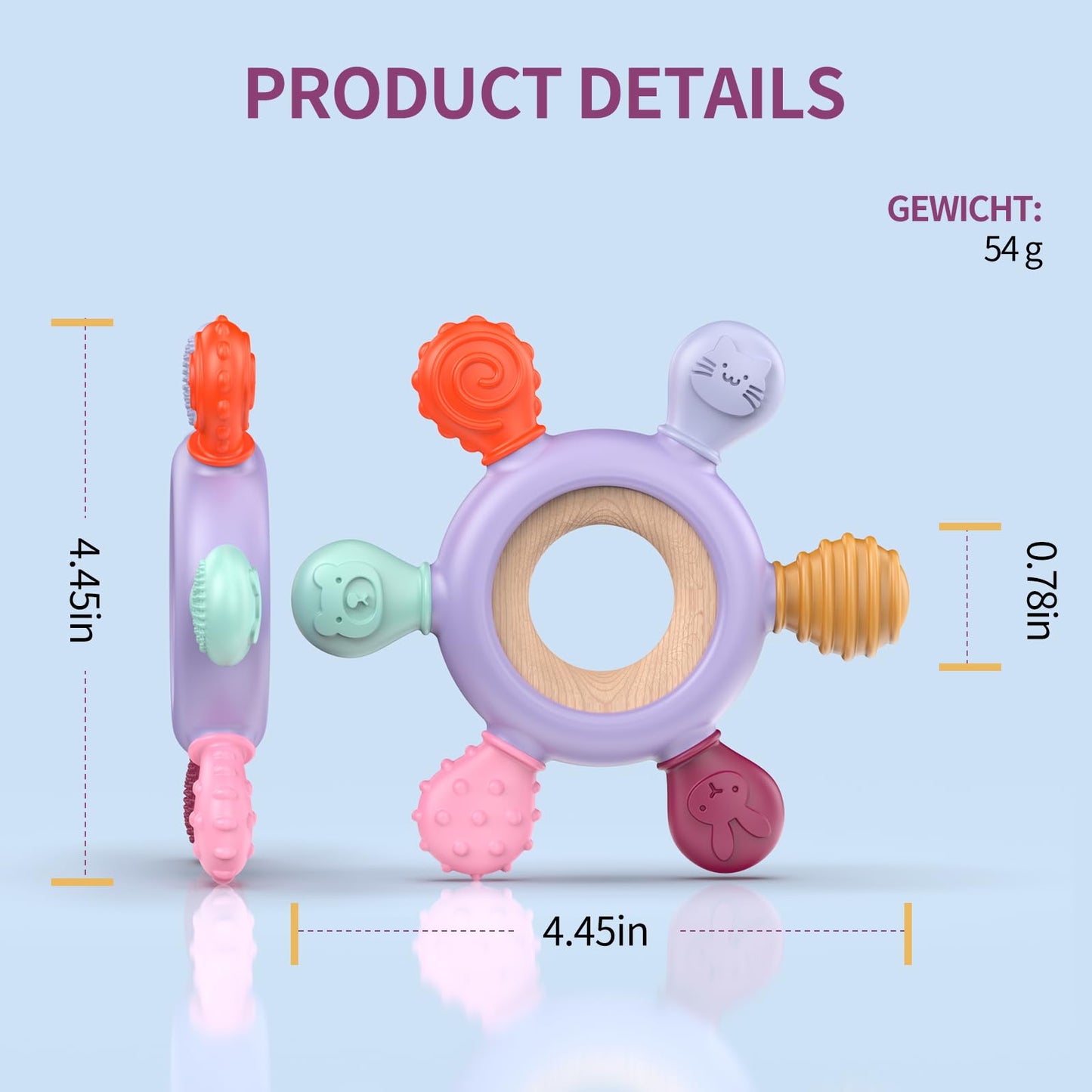 Beißring für Babys, Baby Zahnen Spielzeug aus Silikon, Ruder Greifling Beißspielzeug, BPA-frei Zahnen Nursing Zubehör für 3-6 6-12 Monate Kleinkinder, mädchen Junge Geschenk(Ruder B)