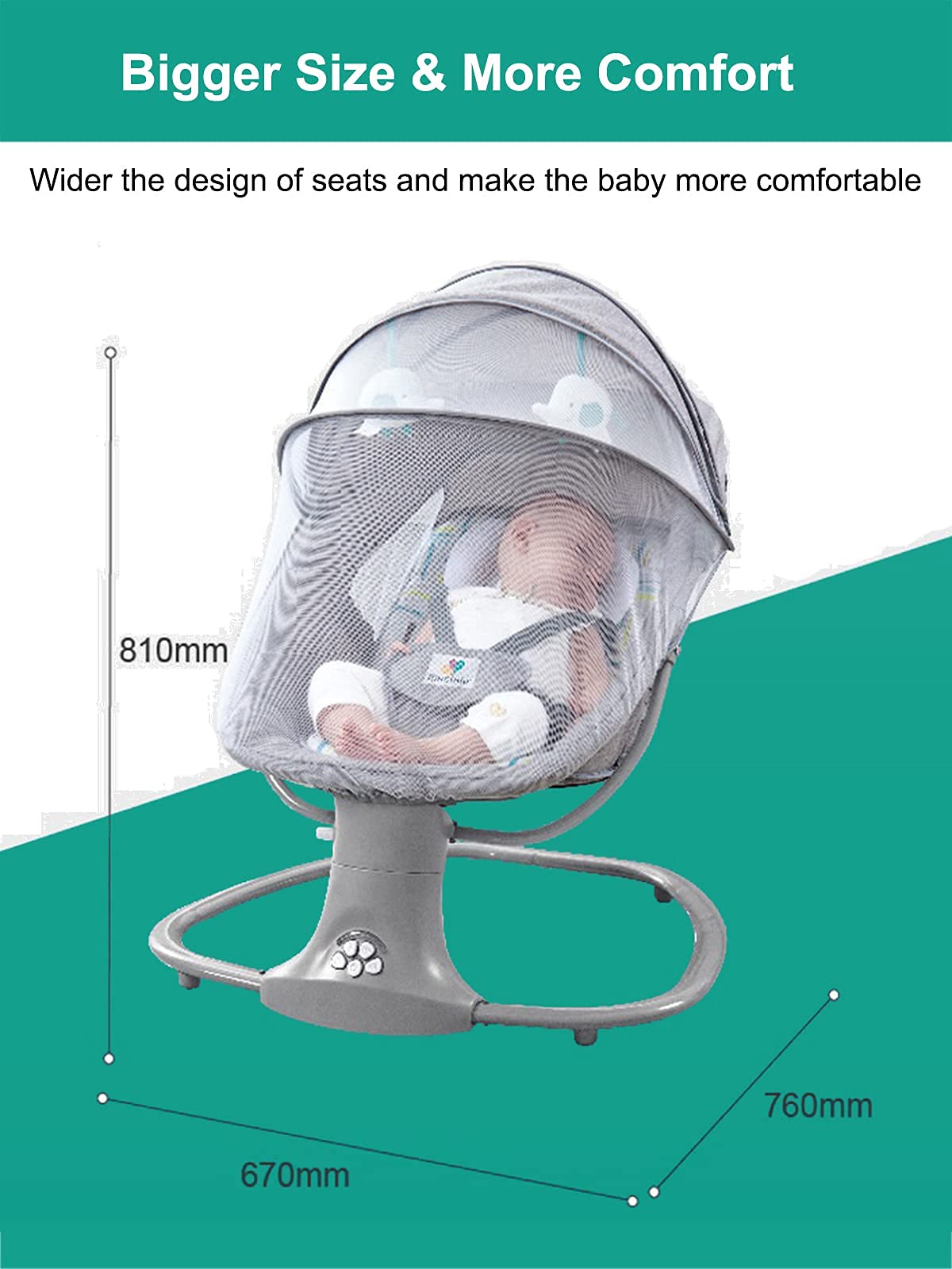Sianldcone Baby Cradle, Bassinet Baby Toddler Cradle, Baby Bedside Table, Foldable Convertible Co-Sleeping Baby Bed with Music, 5-Swaying Gears (HR00 Pink)