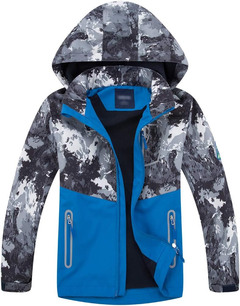 LAUSONS Children's Lined Jacket, Boys' Transition Jackets for Boys, Softshell Jackets with Camouflage Pattern