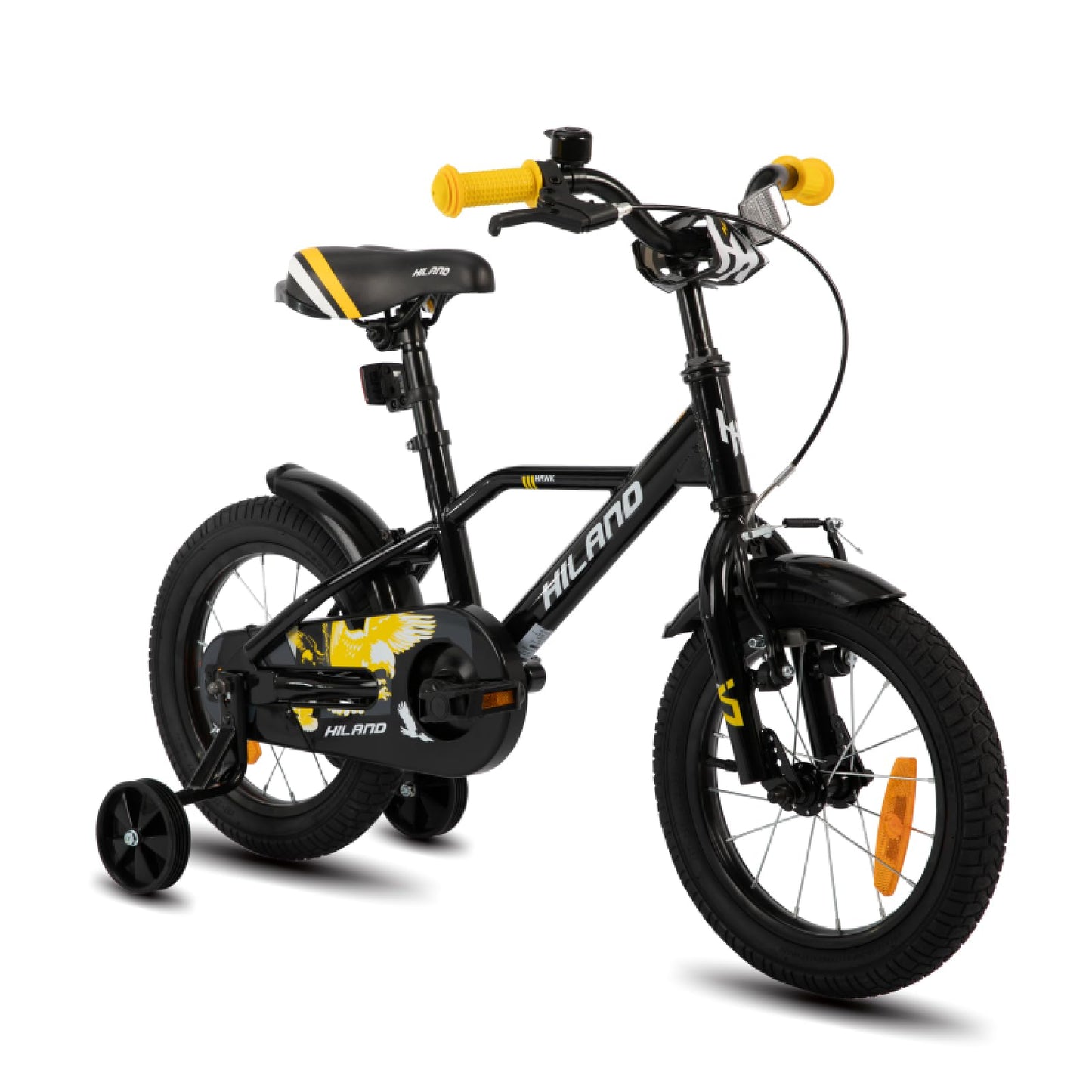 Hiland 12/14/16/20 Zoll Kinderfahrrad, Jungen Fahrrad für 3-10 Jahre, mit Stützrädern, Kinderfahrrad mit Handbremse und Rücktrittbremse, Schwarz/Grün/Blau/Orange - Meloni2