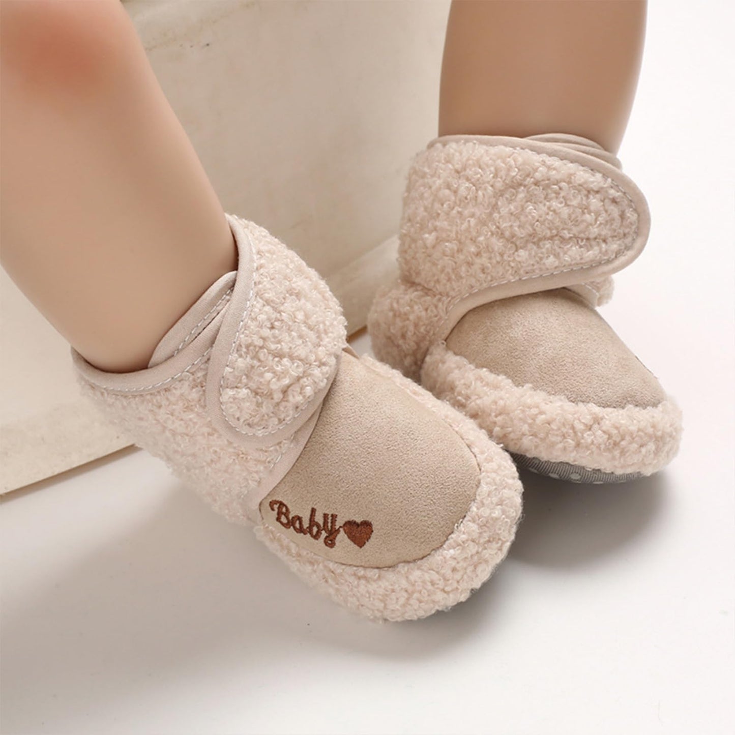 TMEOG Baby Winter Shoes Thermal Baby Shoes Crawling Shoes Fleece Baby Boots Non-Slip Warm Booties Baby Boots Lined Newborn Walk Shoes for Girls Boys 0-18 Months