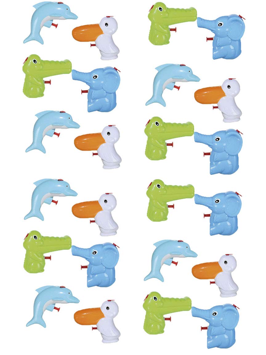 Bada Bing 4er Set Wasserpistole Tiere für Kinder Spritzpistole Kleinkind süß klein Kindgerecht Kindergeburtstag Geschenk Mitbringsel Spielzeug Wasserspritze Sommer Pelikan Elefant Delfin Krokodil 92