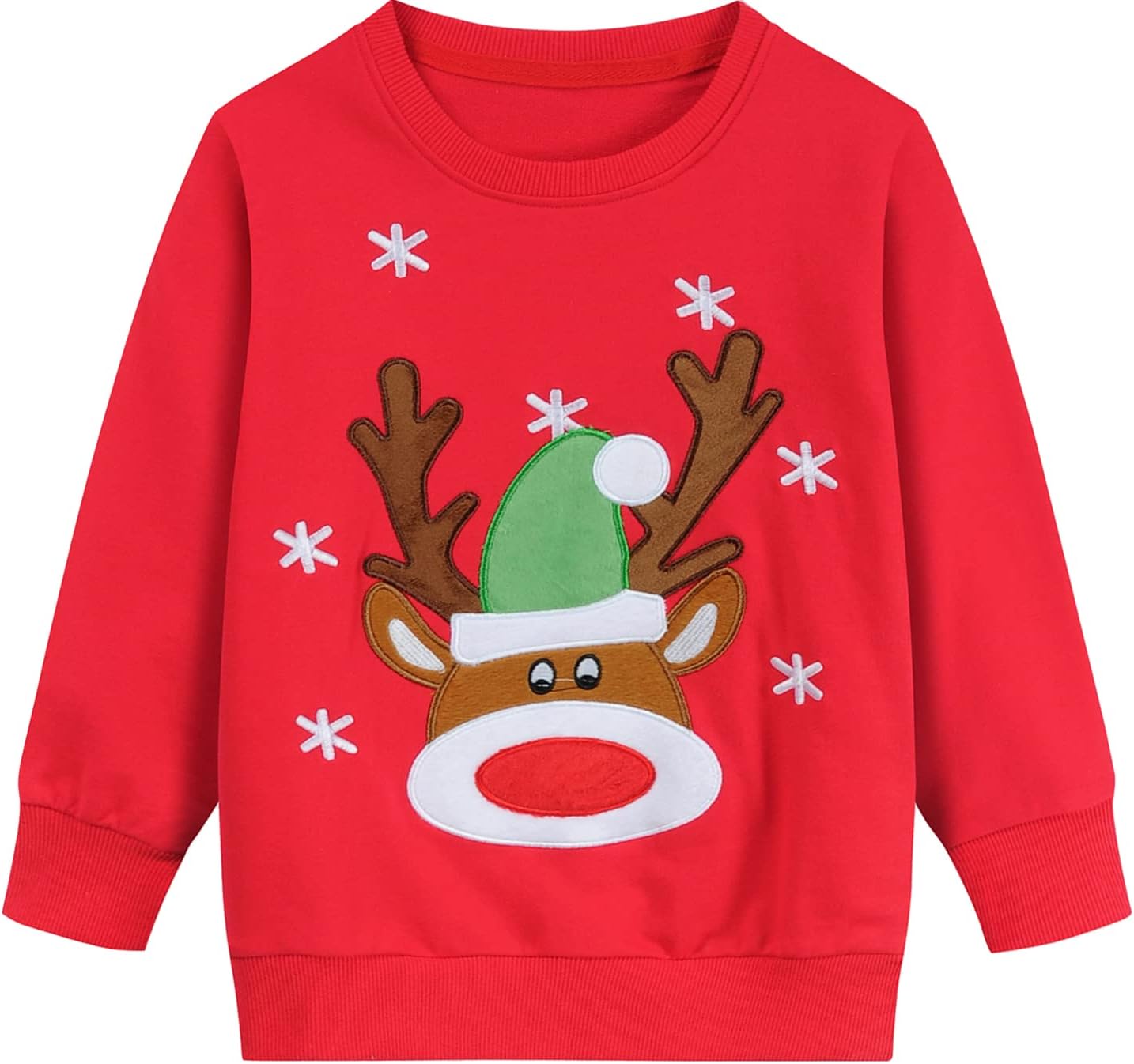EULLA Kinder Mädchen Jungen Weihnacht Pullover Sweatshirt Weihnachtsoutfit Weihnachtspuli Christmas Xmas Rentier Weihnachtsmann Weihnachtskleidung 92 98 104 110 116 122