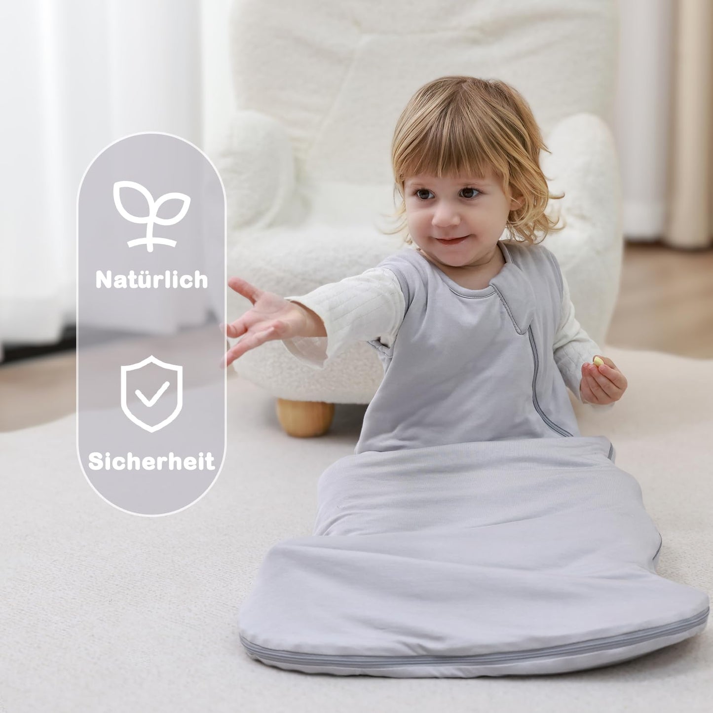 Mosebears Winter Sleeping Bag Baby 2.5 Tog, Bamboo Fibre Baby Sleeping Bag, Extremely Soft and Warm L (18-36 Months)