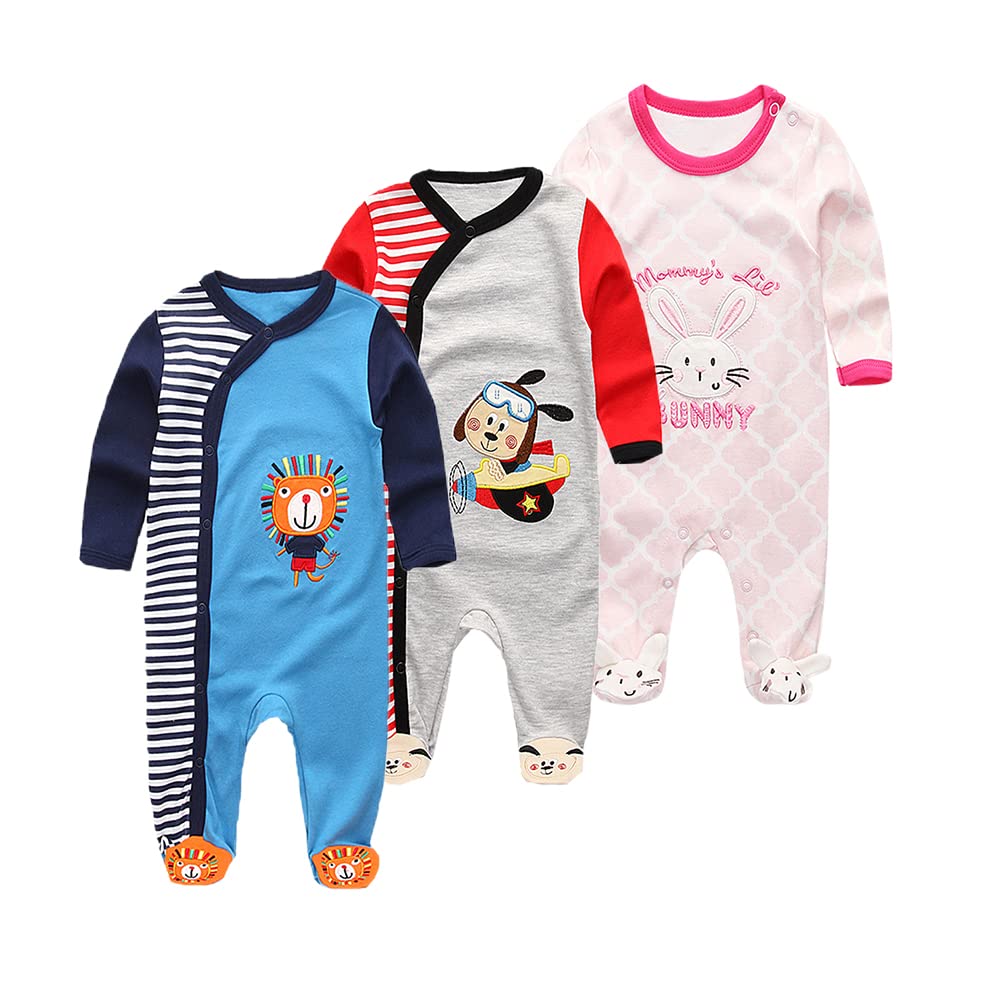 Chamie Baby Rompers Long Sleeve Cotton Rompers 0-3m/3-6m/6-9m/9-12m
