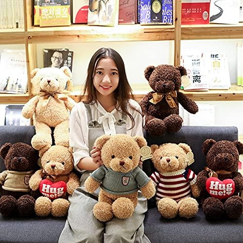 TROYSINC Teddy Bear Soft Fur Teddy Bear with Hood Paw Print Plush Toy Cuddly Toy Stuffed Toy Gift (Red, 30 cm)