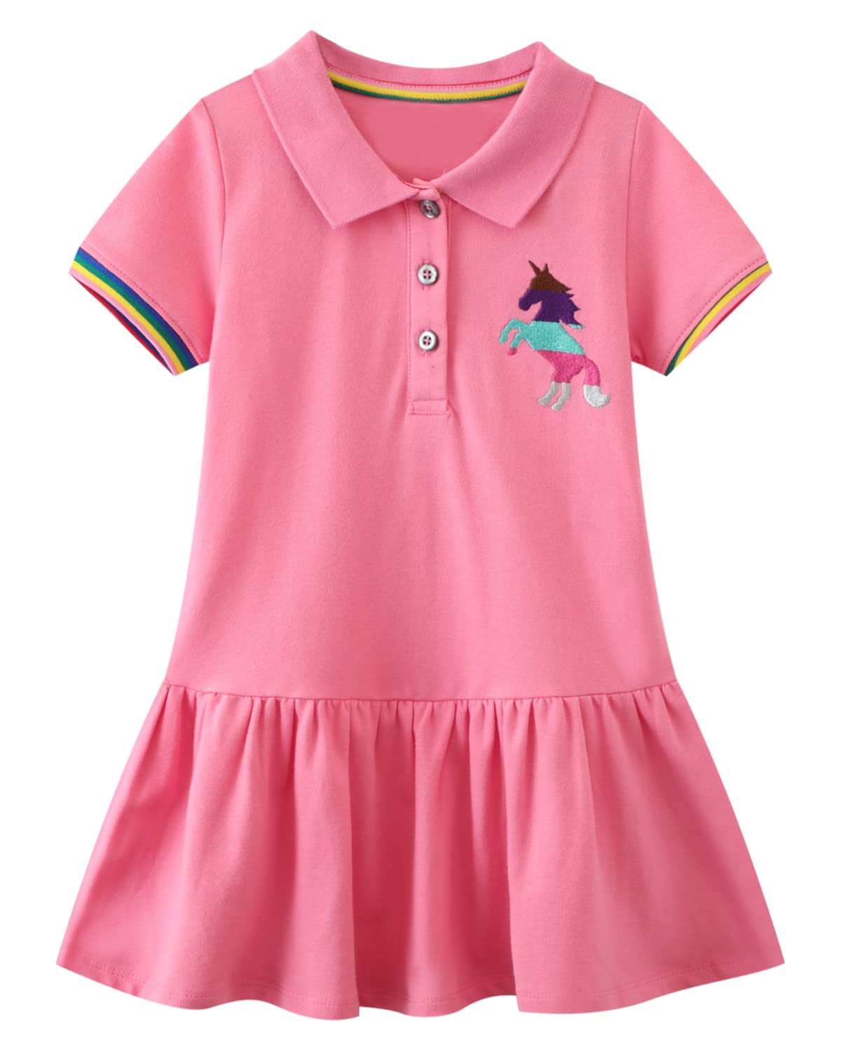 Beilei Creations Mädchen Kleider Kurzarm Baumwolle Kinder Kleid Süßes Muster Gr.85-140