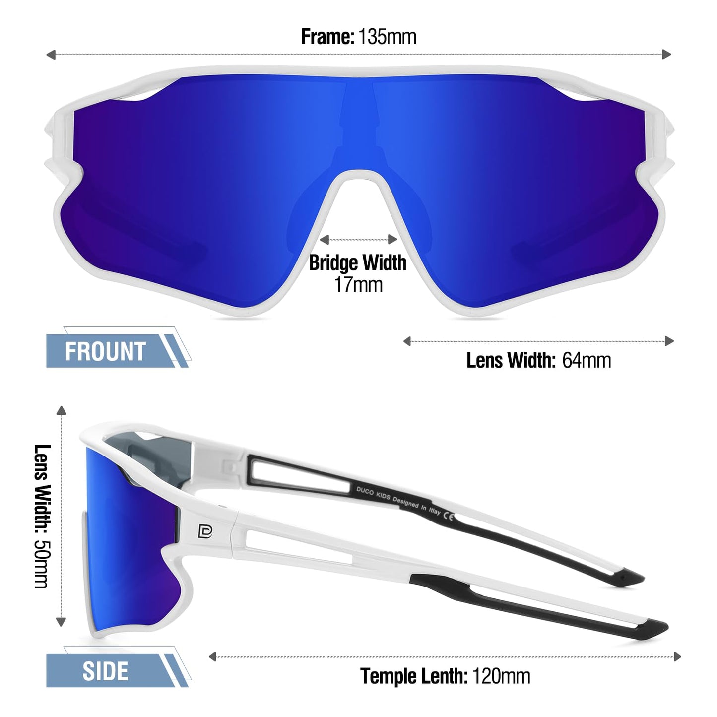 DUCO DK268 Children's Sunglasses Youth Baseball Sunglasses Lightweight TR90 Frame UV400 Sports Cycling Sunglasses for Boys Girls