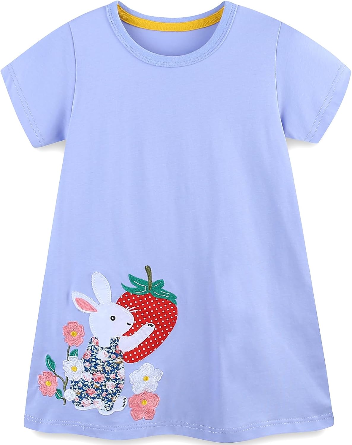 TEDD Mädchen Kleider Kurzarm Einhorn Blumen Sommerkleid Baumwolle Kleid Geburtstag Party Mädchenkleid Gr. 92-122