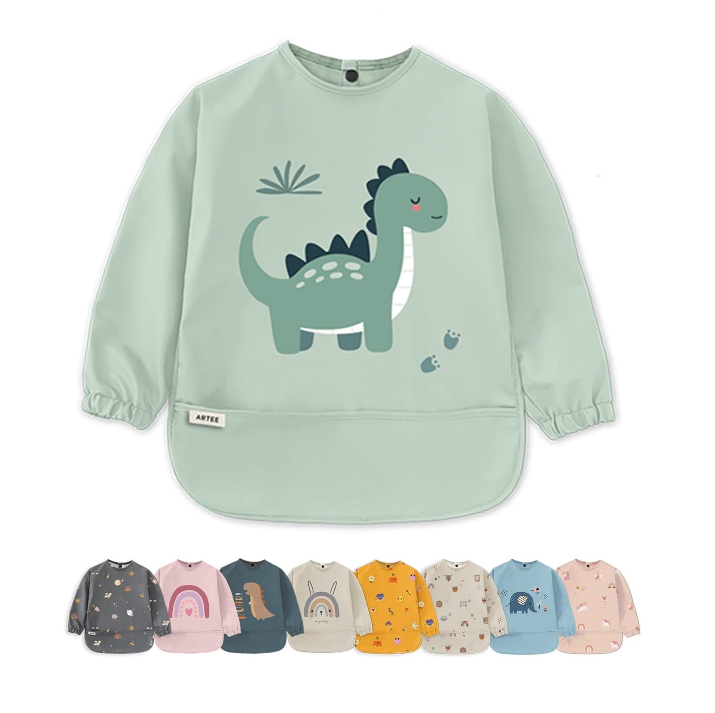 ARTEE Ärmellätzchen beschichtet wasserfest abwischbar Lätzchen mit Ärmeln, Baby, Wasserdichtes Lätzchen, ideal als Geschenk