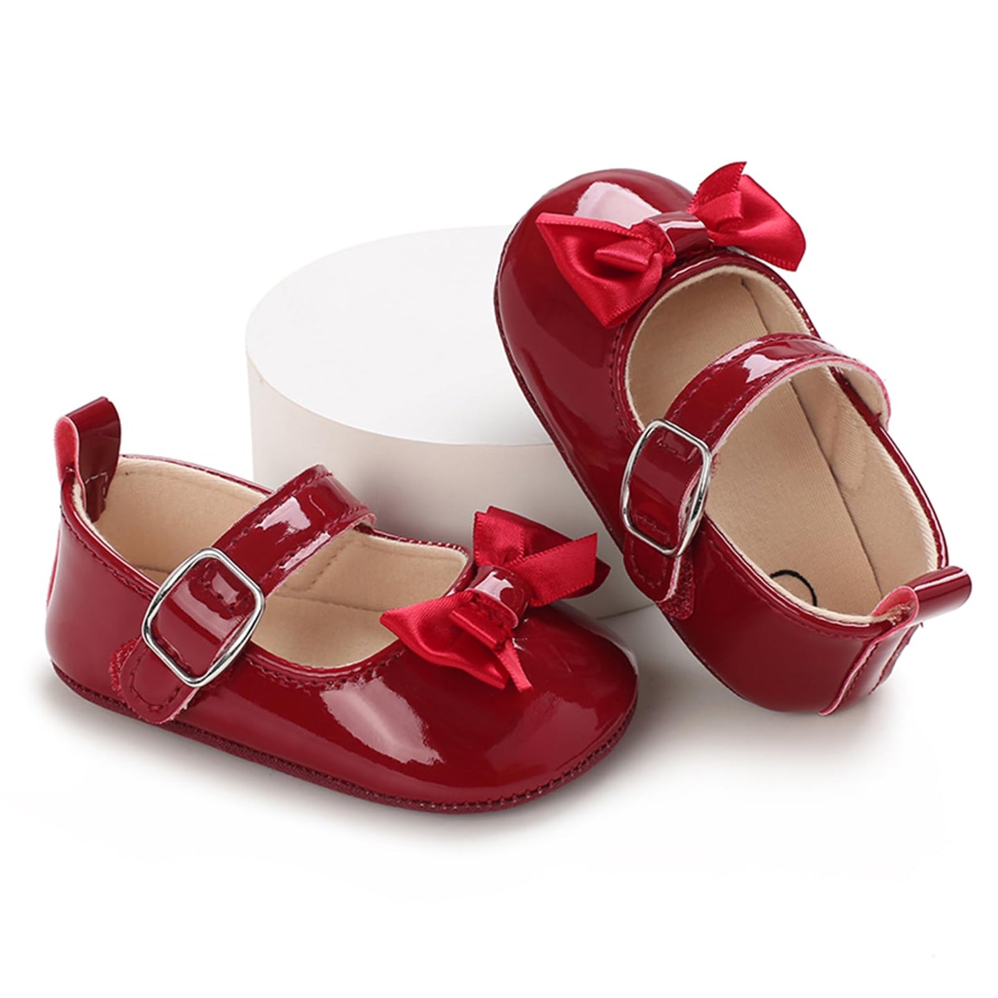 MASOCIO Baby Lauflernschuhe Krabbelschuhe Mädchen Kleinkind Rutschfesten Lederpuschen Babyschuhe 3-18 Monate