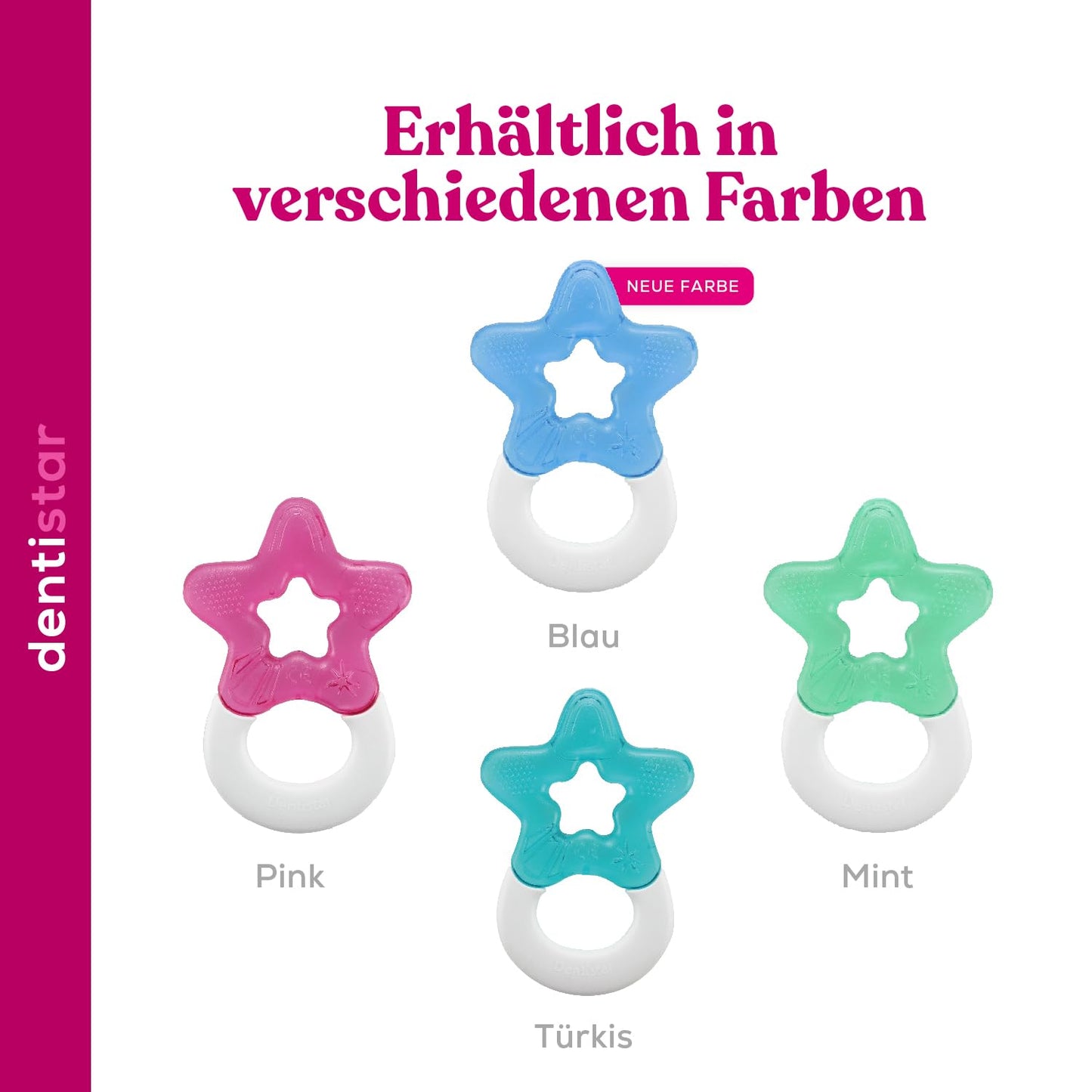 Dentistar Kühlbeißring 2er-Set – Beißring Baby ab 3 Monate – Kühlende Zahnungshilfe und Beißspielzeug für Babys und Kleinkinder - BPA frei - Türkis