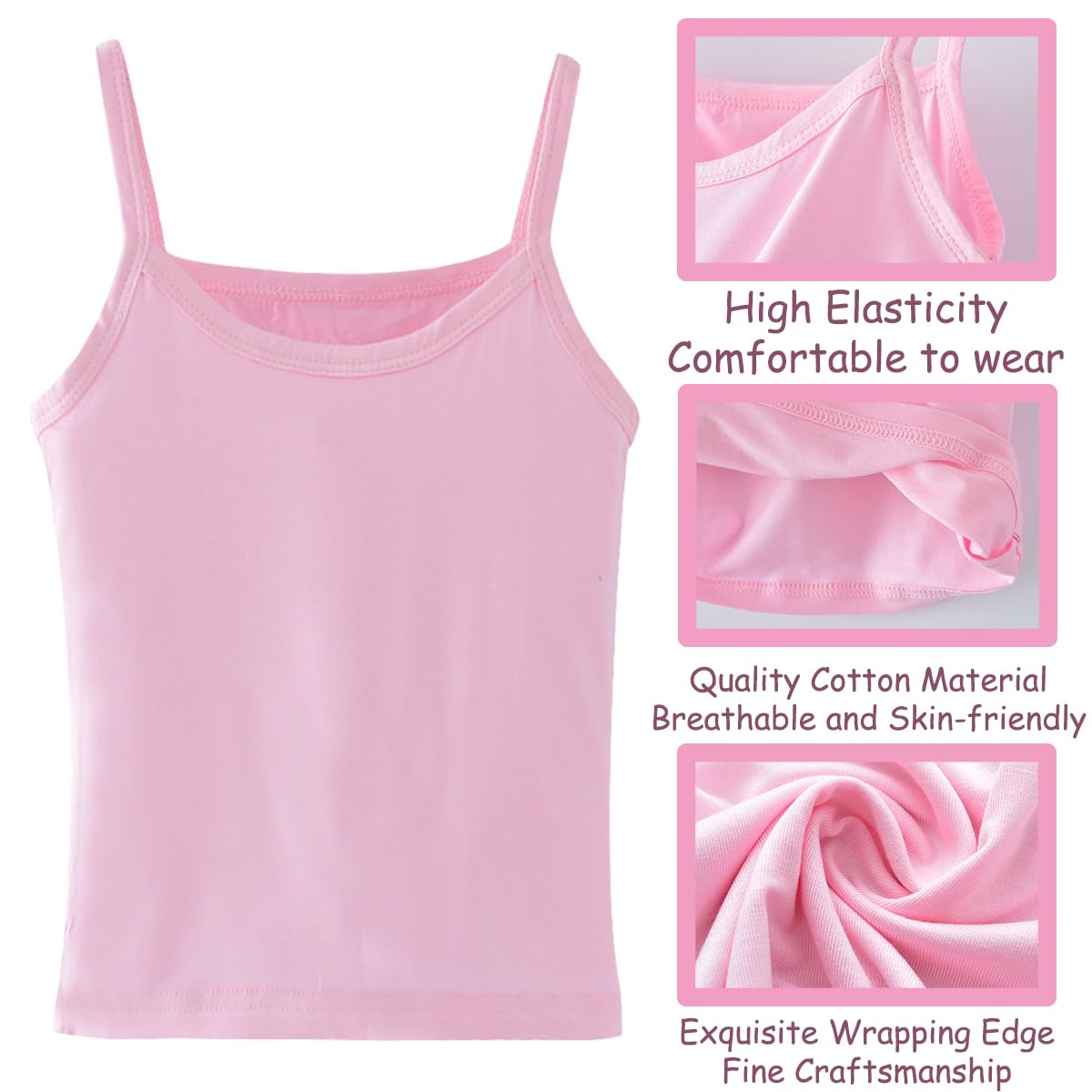 Lohhbve 4-Pack Kids Classic Solid Camisole Undershirts for 2-10 Years Toddler Girls Cotton Racerback Tank Top Multipack