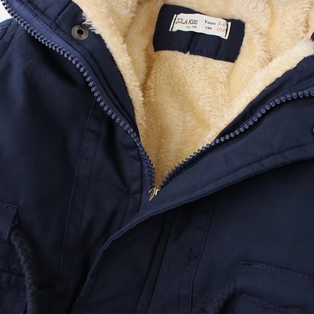linboo Children's Winter Jacket Boys Girls Warm Lined Blouson Hoodie Thick Coat Parka Baby Winter Coats