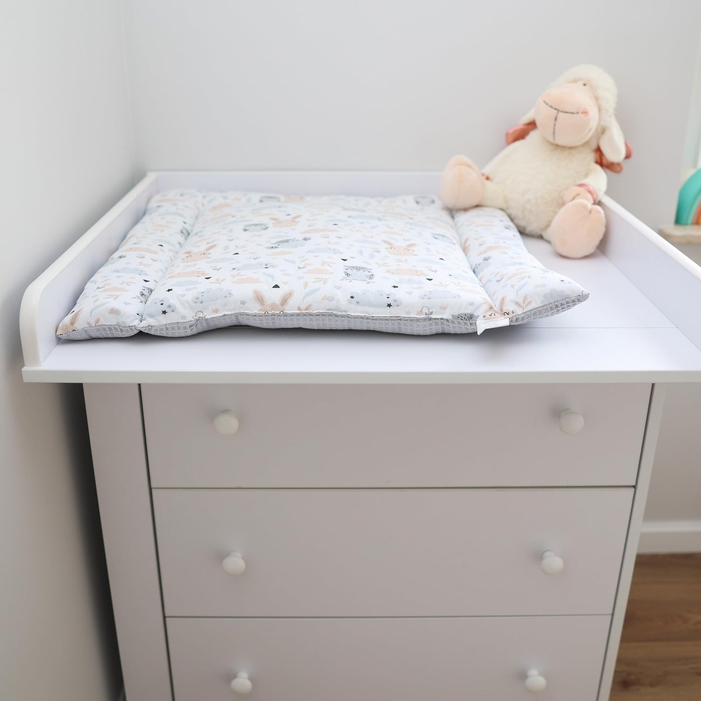 Wickelauflage Wickelunterlage aus Baumwolle 75x72 cm - Weich und waschbar Wickelunterlage fĂźr Babys Wickelmatte aus Stoff fĂźr Wickeltisch Wickelkommode oder Waschmaschine 75 x 72 Wilde Rose