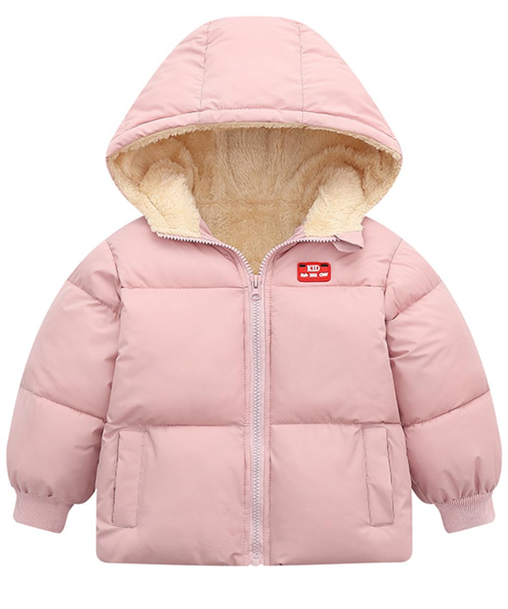 kids4ever Baby Winter Jacket Coat Zip Hooded Jacket Windproof Warm Fleece Outerwear Snowsuit with Two Pockets for Boys Girls 12 Months - 5 Years
