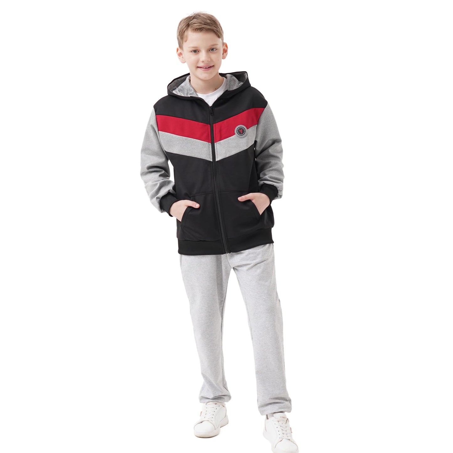 Ywenaisy Sweatjacke Jungen Zip Jacke Jungen Pullover Jungen mit Kapuze Zip Hoodie Kinder Jungen Sweatshirts Kapuzenpullover für Jungen Streetwear Hoodie Jungen für Jahre 8-16 und Höhe 116-170 cm