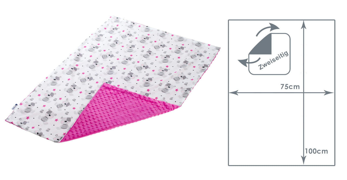 Medi Partners Babydecken Baby 100% Baumwolle Krabbeldecke Babydecke 75x100cm doppelseitig Kinderbett Minky Kuscheldecke Kinderwagen (REH mit grauem Minky)