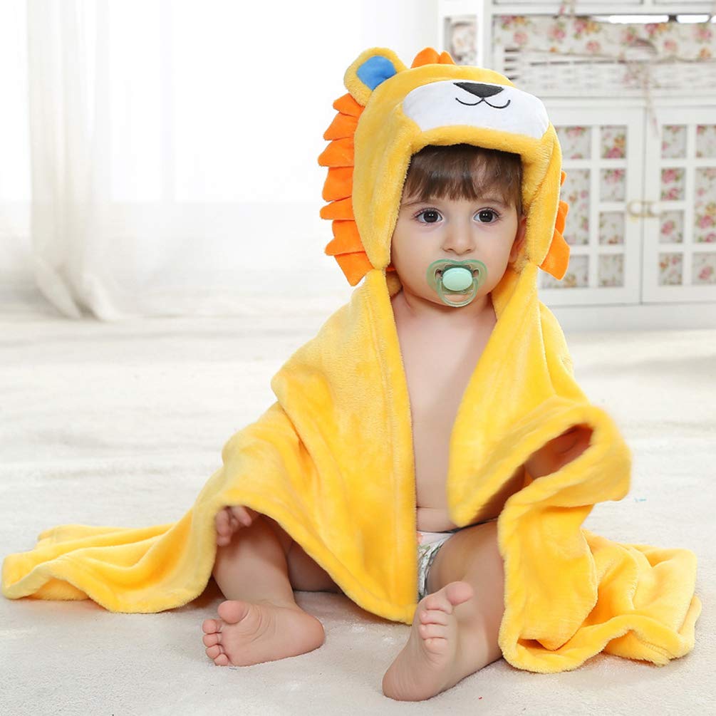 Doladola Baby Decke Babys Tier Design,Flanell Kinder Decke Kapuzenhandtuch für Mädchen und Jungen,Baby Kapuze Badeponcho Kinder Warm(gelbe Ente)