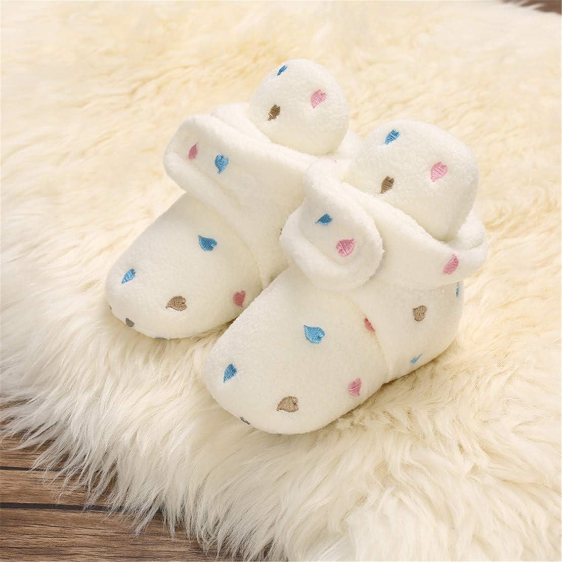 EDOTON Unisex-Baby Neugeborenes Fleece Booties, Baby Jungen Mädchen Weiche Sohlen Streifen Bootie Kleinkind Stiefel Niedlich Stiefel Socke Einstellbar
