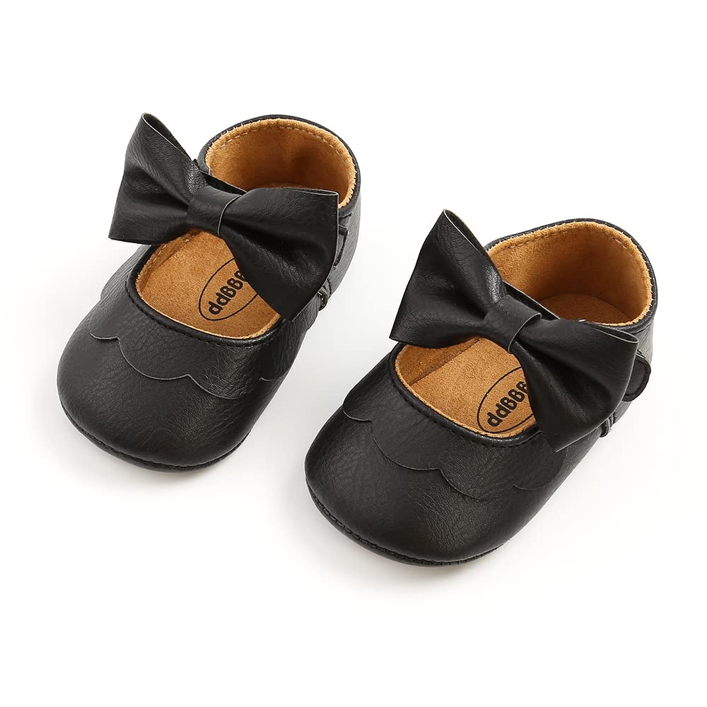 MASOCIO Babyschuhe für Mädchen mit Schleife – Rutschfeste Party Ballet Flats für Kleinkinder