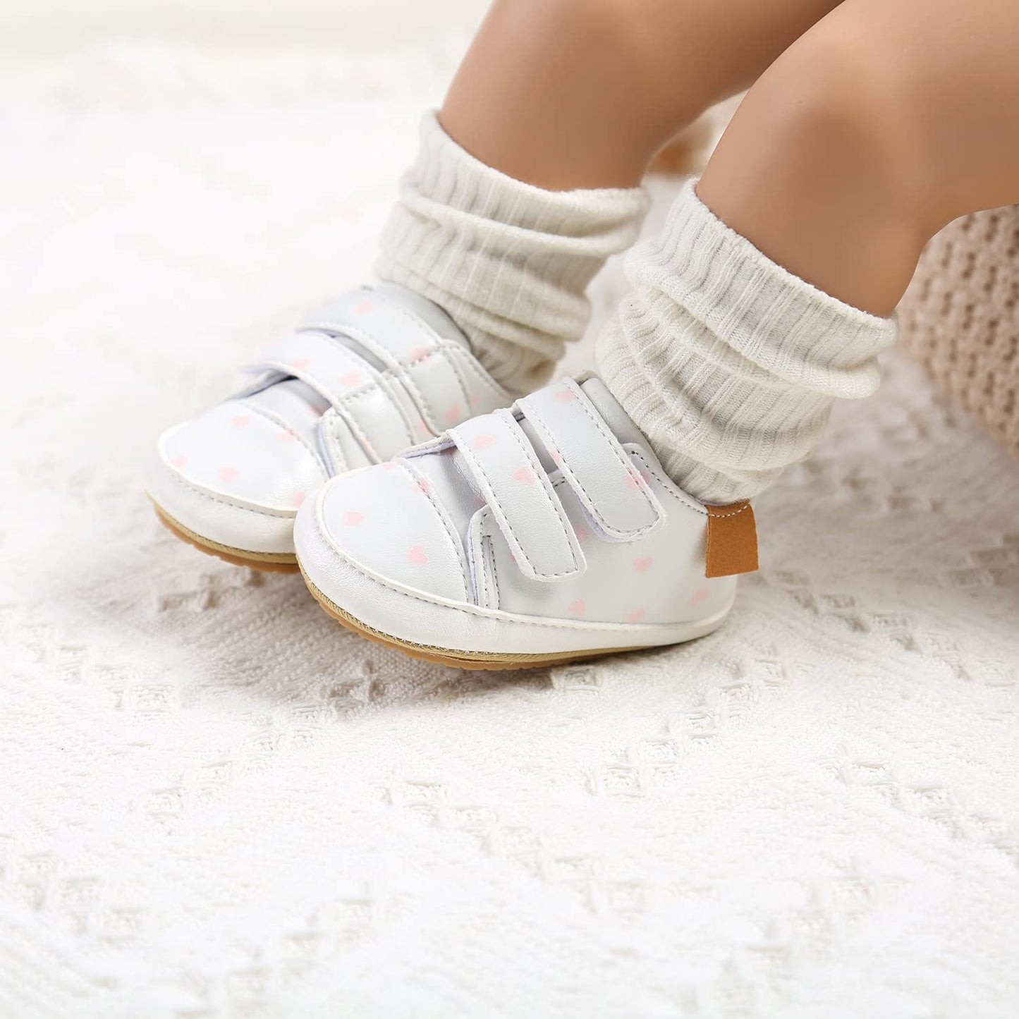 BABSMULY Baby Shoes for Boys Girls Non-Slip Rubber Sole High Top PU Leather Sneakers Toddler Crib Shoes Newborn Loafers Flats.