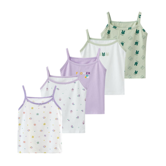 Tolmaiertu 2–10 Jahre Mädchen Baumwollwesten Tank Top Camisole Weiche Tagless Cami Kinder Unterhemden 5er Pack