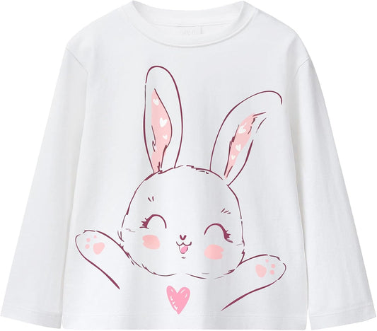 Kinder Hase Langarmshirt für Mädchen Jungen Baumwolle Rundhals Langarm Shirt Ostergeschenke Cartoon Bunny Oberteile Tops 2-7 Jahre