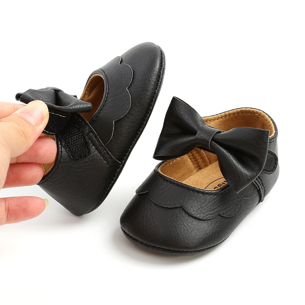 MASOCIO Babyschuhe für Mädchen mit Schleife – Rutschfeste Party Ballet Flats für Kleinkinder