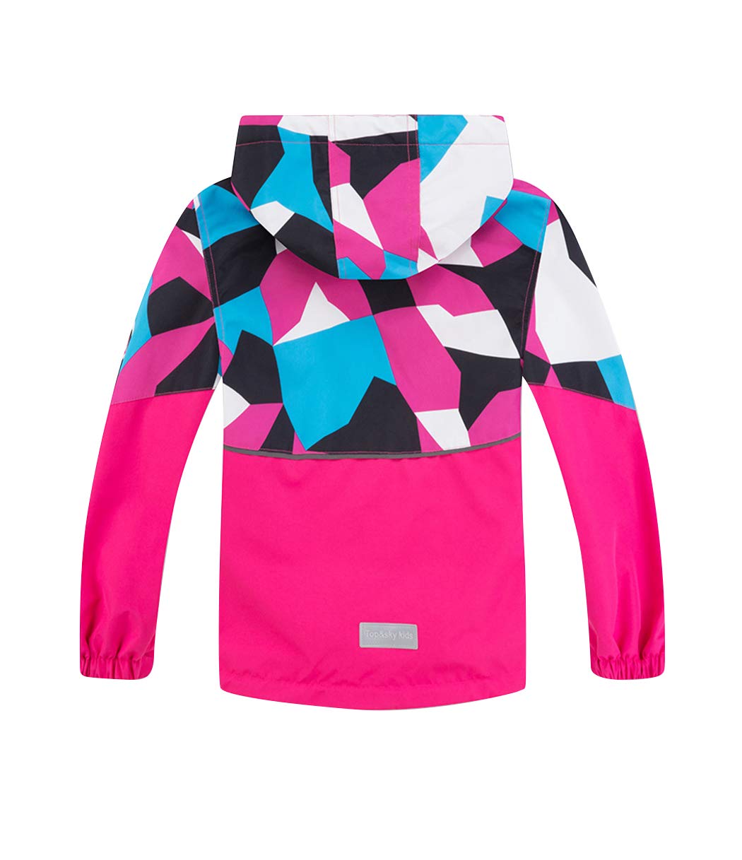 LAUSONS Children's Lined Rain Jacket Boys Camouflage Waterproof Jacket Lightweight Transition Jacket with Removable Hood