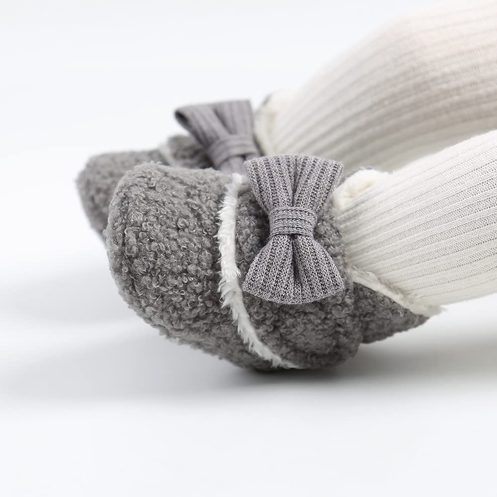 Sehfupoye Toddler Baby Boys Girls Cotton Booties Shoes Striped Soft Sole Newborn First Hiking Shoes Warm Fleece Boots 0-18M
