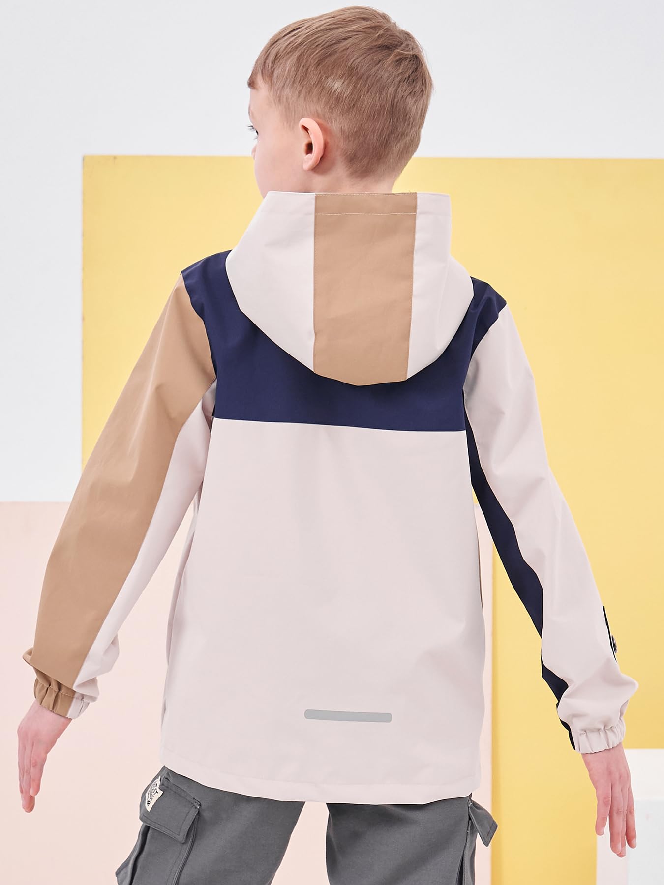 NATUST Kids Boys Waterproof Jacket Lightweight Transition Jacket Windproof Rain Jacket with Hood