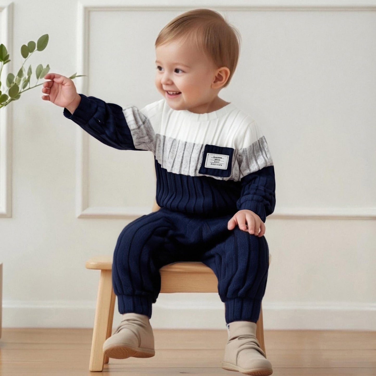Baby Clothing Boys Winter Jumper Outfit Long Sleeve Sweatshirt + Trousers Children's Clothing Set for Baby Boys Knitted Jumper