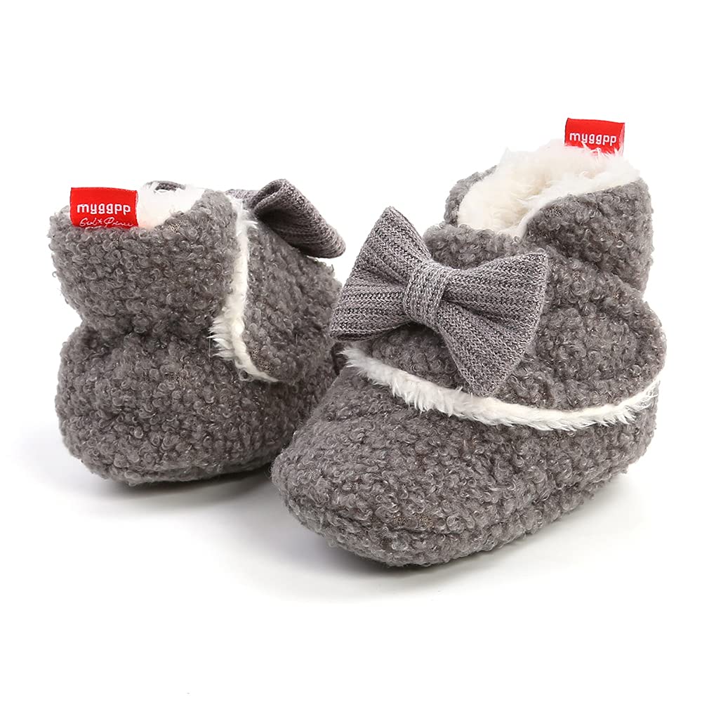 Sehfupoye Toddler Baby Boys Girls Cotton Booties Shoes Striped Soft Sole Newborn First Hiking Shoes Warm Fleece Boots 0-18M