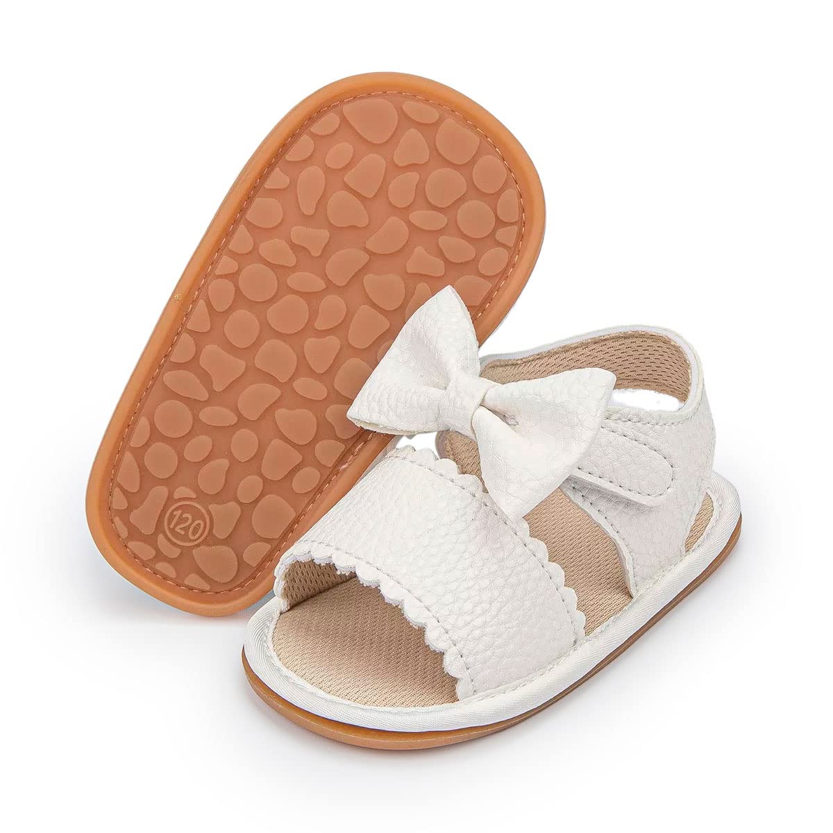 Sonsage Infant Baby Girls Boys Summer Sandals Newborn Bow Crib Sandals Outdoor Beach Toddler PU Leather Soft Rubber Sole Dress Flat First Walking Shoes, a01 Black, 3-18 Months