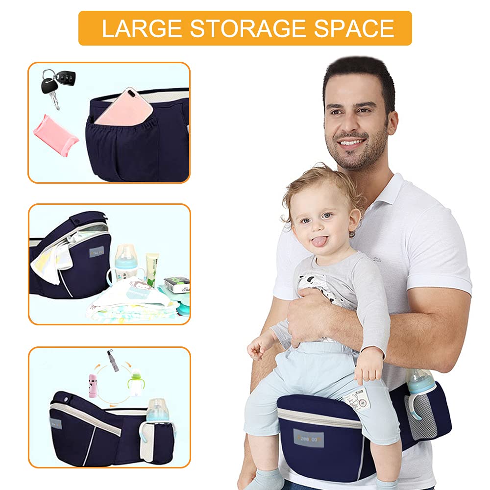 Azeekoom Baby Carrier Ergonomic with Hip Seat, Cotton Child Carrier Dorsal and Ventral, Lightweight Breathable, Adjustable Headrest for Babies and Children from 0 to 48 Months (3.5 to 25 kg)