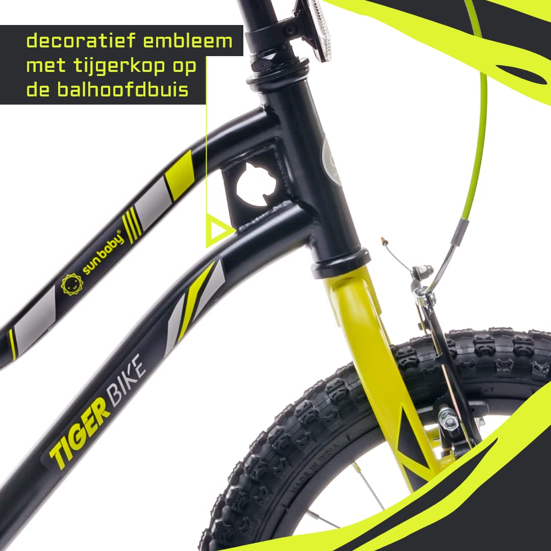 sun baby Jungenfahrrad Kinderfahrrad 14 und 16 Zoll Jungen Tiger Tracker Bike Leicht Stützräder mit Schubstange ab 2-6 Jahre BMX Fahrrad Kinder - Meloni2