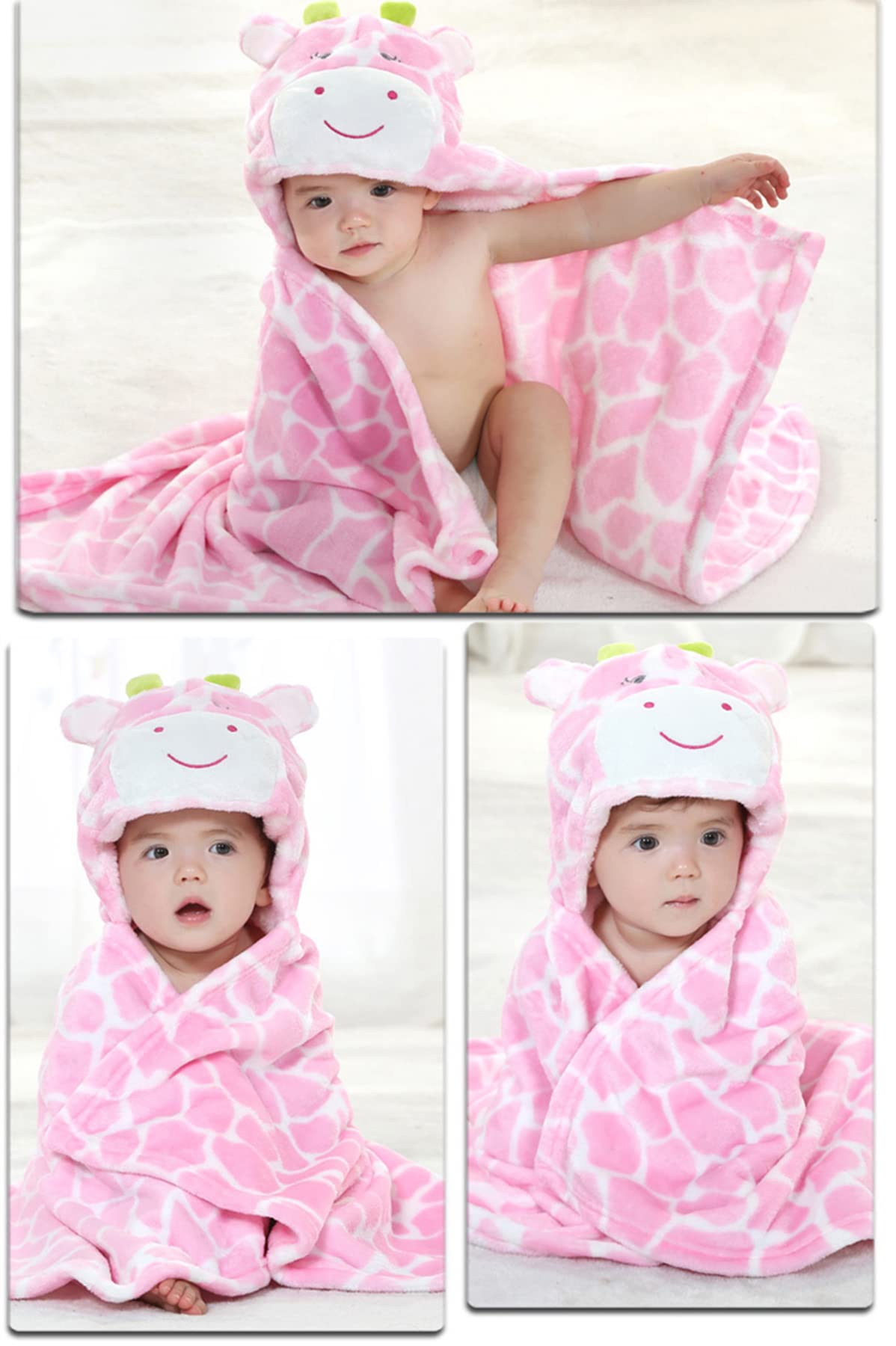 Doladola Baby Decke Babys Tier Design,Flanell Kinder Decke Kapuzenhandtuch für Mädchen und Jungen,Baby Kapuze Badeponcho Kinder Warm(gelbe Ente)