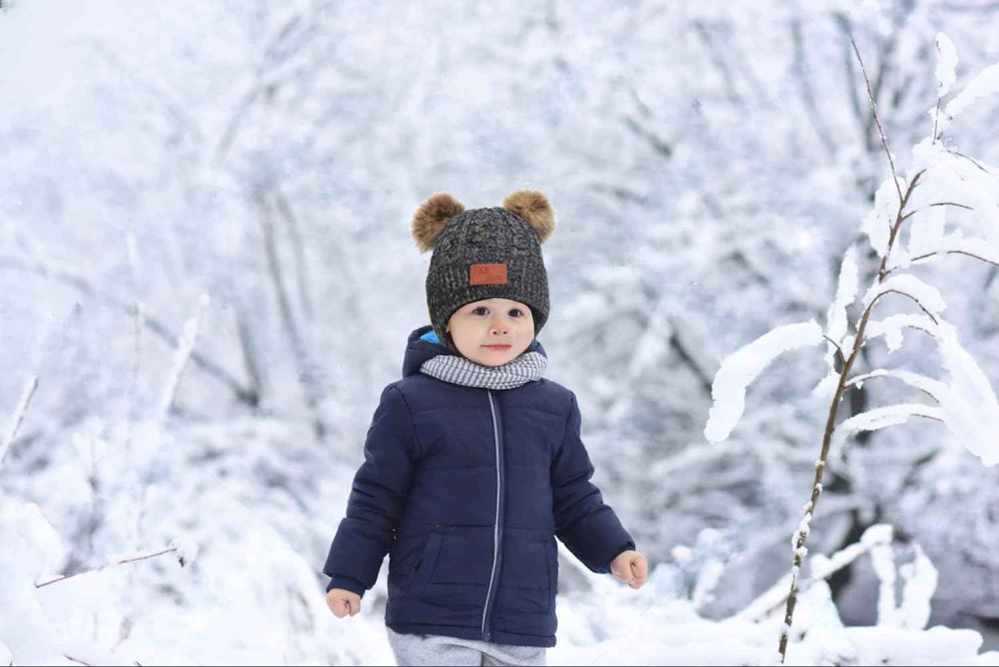 LINSOCLE 3-in-1 Children's Winter Hat Scarf Gloves Set, Knitted Hat Baby Hat Children's Hat Set, Boys Warm Winter Hat Beanie Hat Gloves Round Scarf Set for Children 2-6 Years