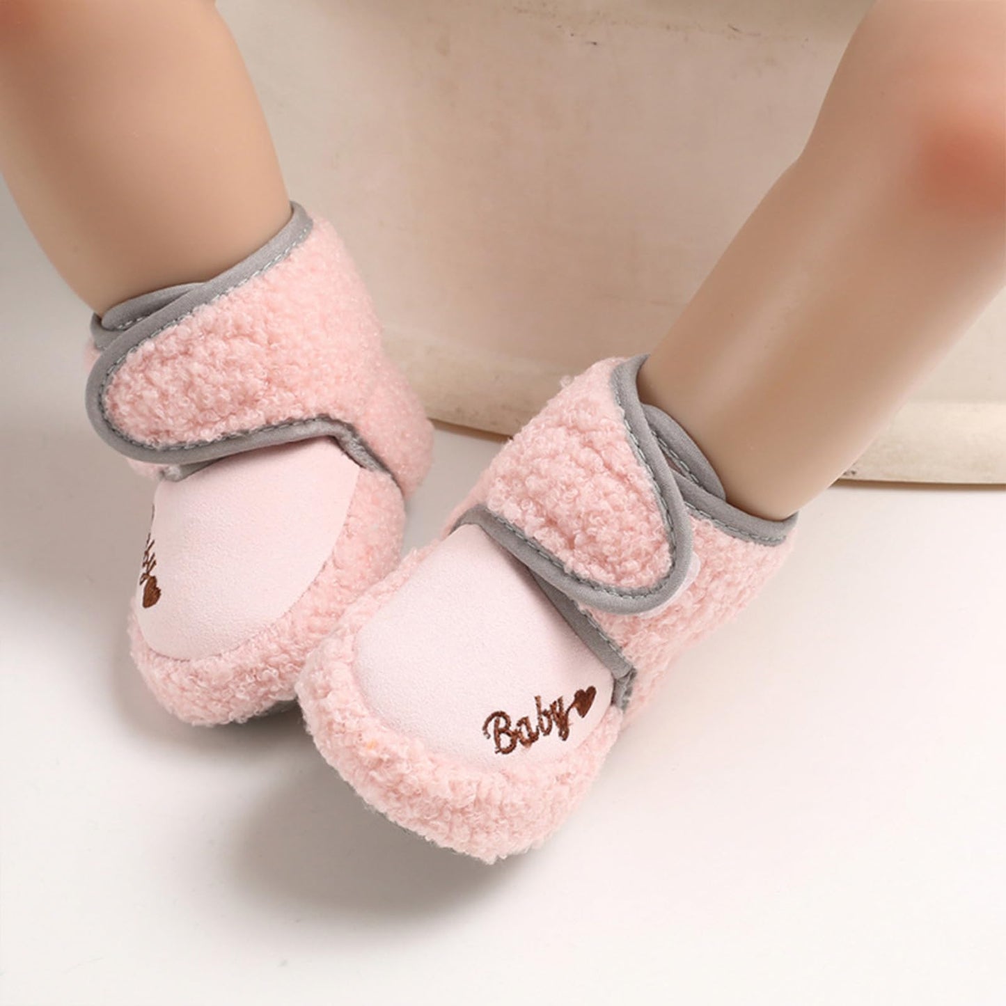 TMEOG Baby Winter Shoes Thermal Baby Shoes Crawling Shoes Fleece Baby Boots Non-Slip Warm Booties Baby Boots Lined Newborn Walk Shoes for Girls Boys 0-18 Months