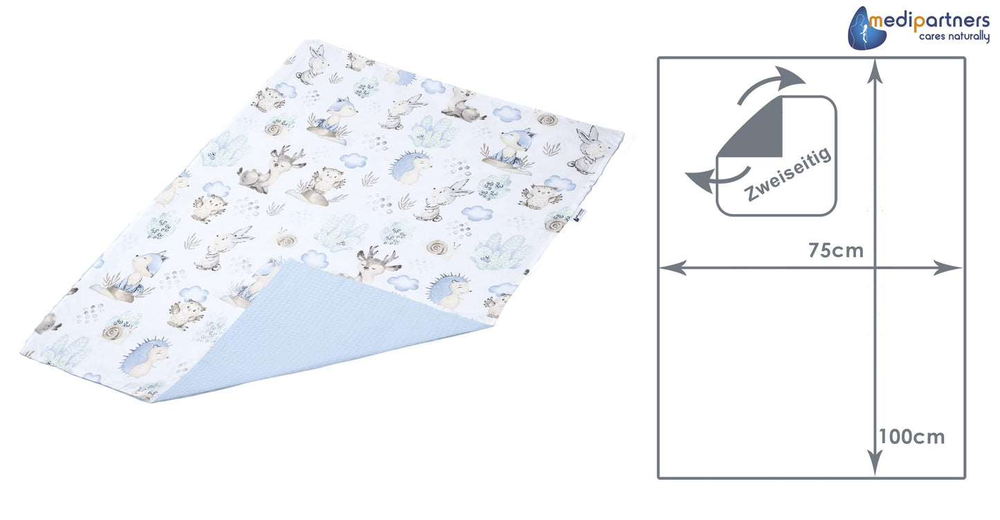 Medi Partners Babydecken Baby 100% Baumwolle Krabbeldecke Babydecke 75x100cm doppelseitig Kinderbett Minky Kuscheldecke Kinderwagen (REH mit grauem Minky)